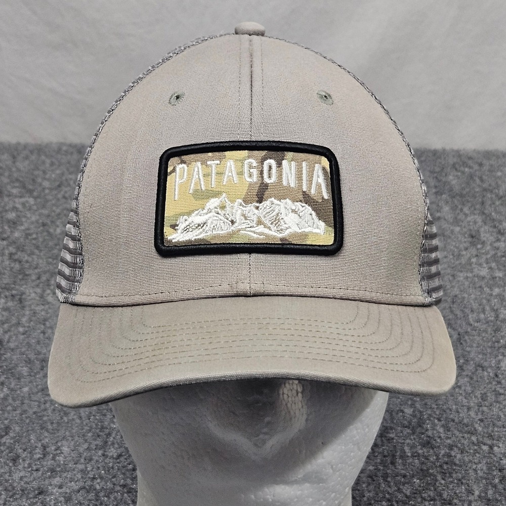 Patagonia Trucker Hat Gray Camo Patch Cap‎ Mesh Snapback Gorpcore Outdoor Hiking